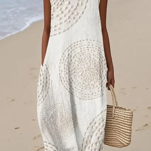 Maelle | Robe Longue Sans Manches à Motif Texturé