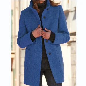Vintora™ | Blue | Veste d'hiver rétro à manches longues avec boutons et col montant
