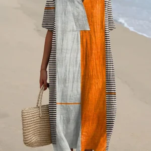 Élina | Robe Géométrique Rayée