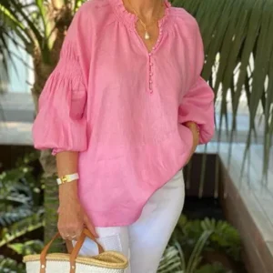 ABORE - BLOUSE DÉCONTRACTÉE EN COTON & LIN