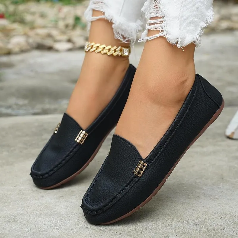 Mocassins plats confort pour femme avec chaîne métallique – Image 5