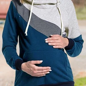 Beaumama sweatshirt allaitement couleur bloc Capuche manches longues femme