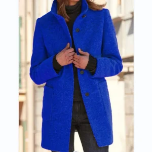 Vintora™ | Blue Marine | Veste d'hiver rétro à manches longues avec boutons et col montant