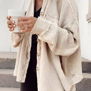 MILIA - PULL EN MAILLE GAUFRÉE AVEC BOUTONS