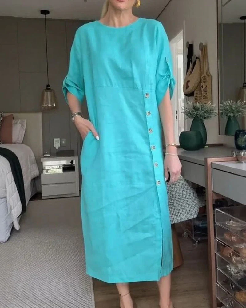 SAROMA – ROBE MIDI EN COTON ET LIN – Image 7