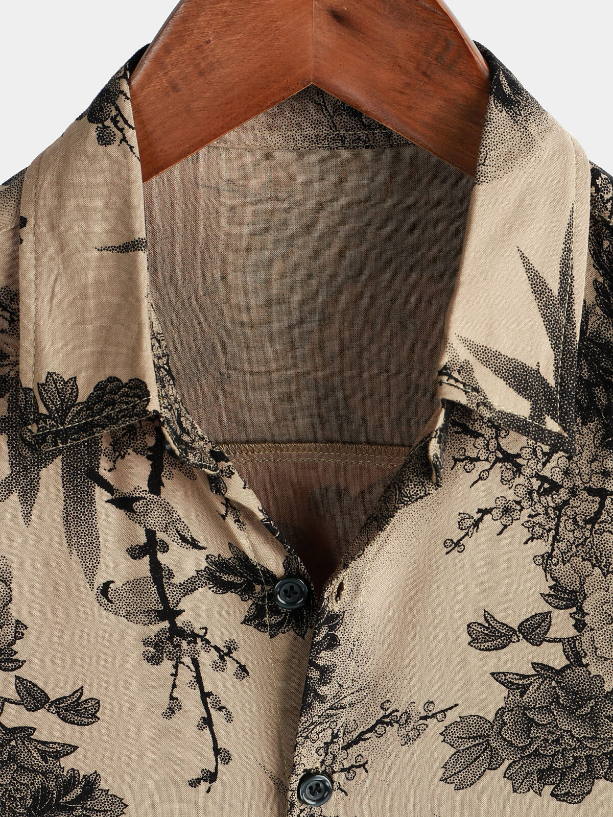 Chemise rétro à manches courtes pour hommes Khaki – Image 4