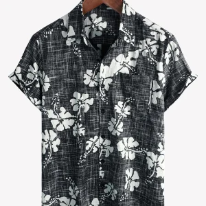 Chemise hawaïenne à manches courtes pour hommes avec motif floral