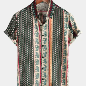 Chemise pour hommes avec éléphant à rayures rétro