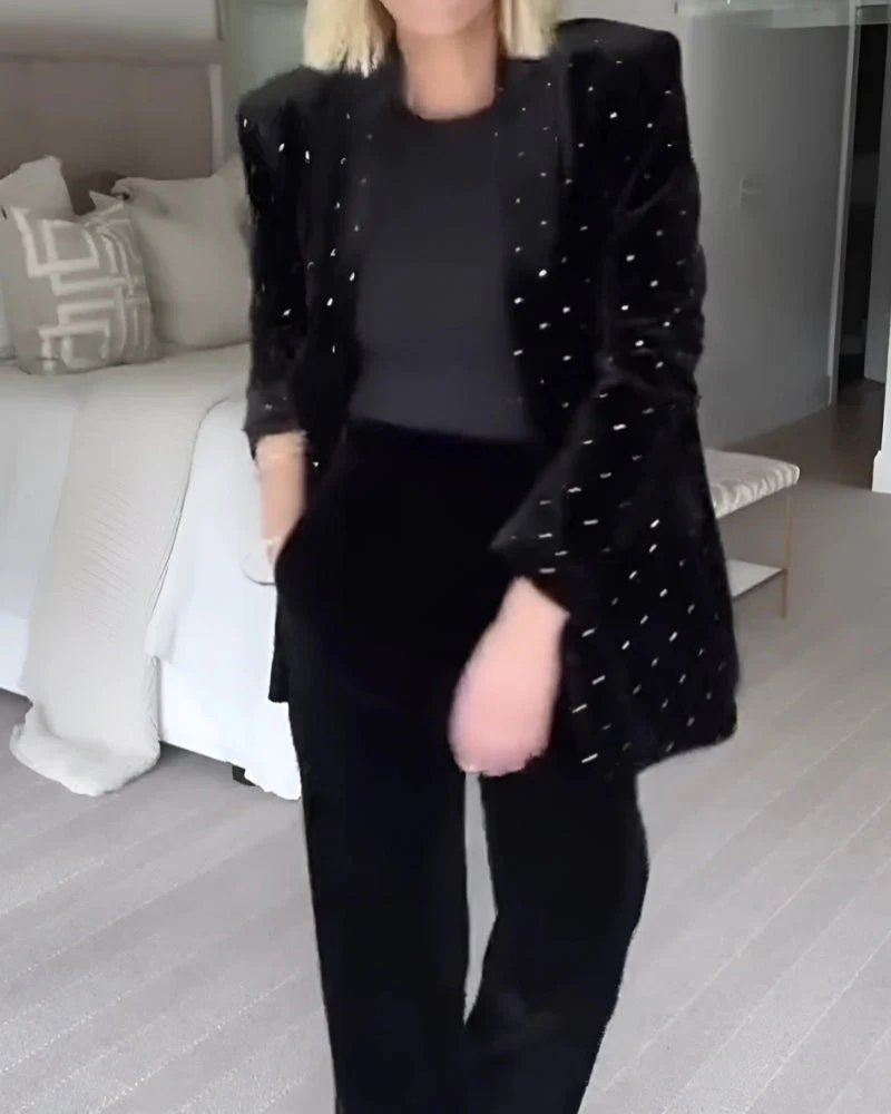 SAVAYA - BLAZER EN VELOURS ORNÉ DE STRASS – Image 2