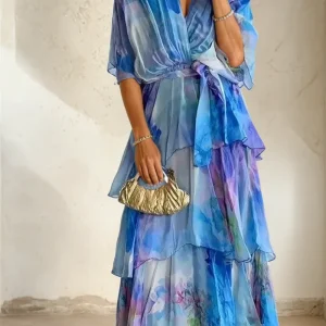 MASARA - ROBE À SUPERPOSITION FLORALE