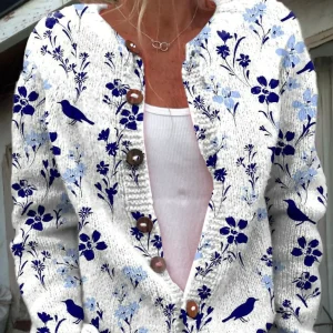 Élise™ | Cardigan Fleuri Vintage Boutonné