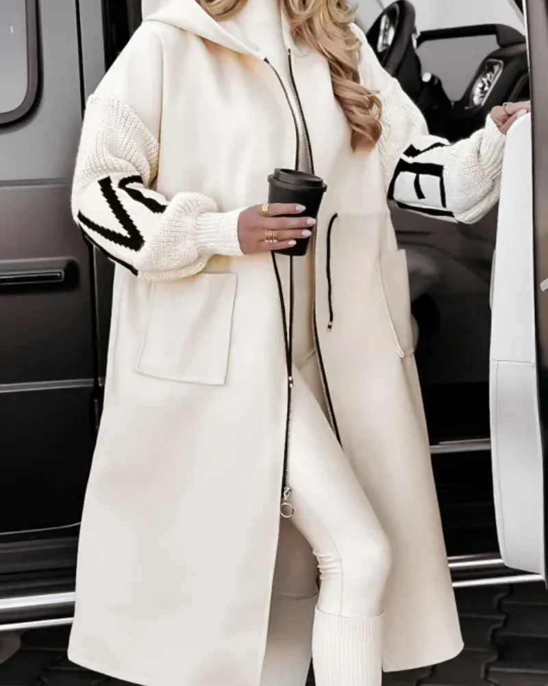 DONIA - Veste décontractée à capuche avec manches tricotées – Image 4