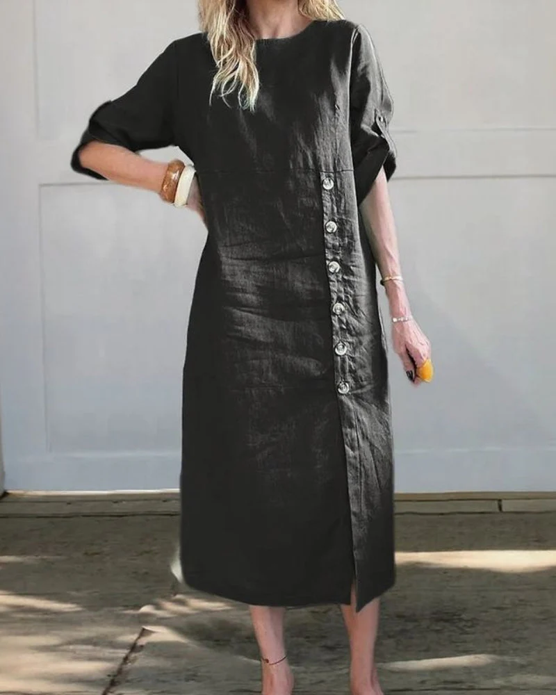 SAROMA – ROBE MIDI EN COTON ET LIN – Image 5