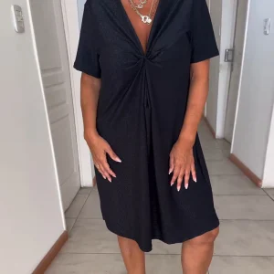 YAMALI - ROBE NOIRE SOUPLE ET ÉLASTIQUE