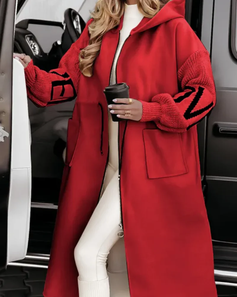 DONIA - Veste décontractée à capuche avec manches tricotées – Image 8