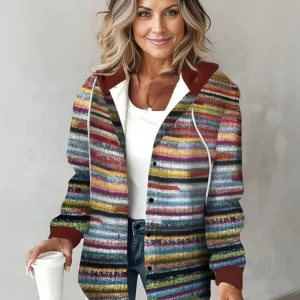 ROSIE - Pull à capuche tricoté coloré