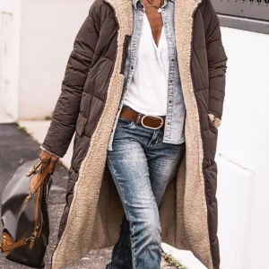 ANNIE - Manteau long réversible doublé de fourrure