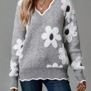 ELLEN - PULL EN MAILLE AVEC MOTIFS FLORAUX