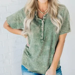 POSITANO - T-SHIRT À BOUTONS DÉLAVÉ