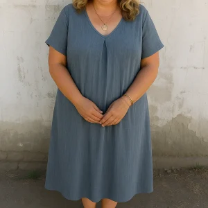 MATHILDE | Robe Décontractée – Col V & Coupe Ventre