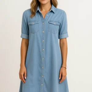 Fleur | Robe chemise en denim décontractée