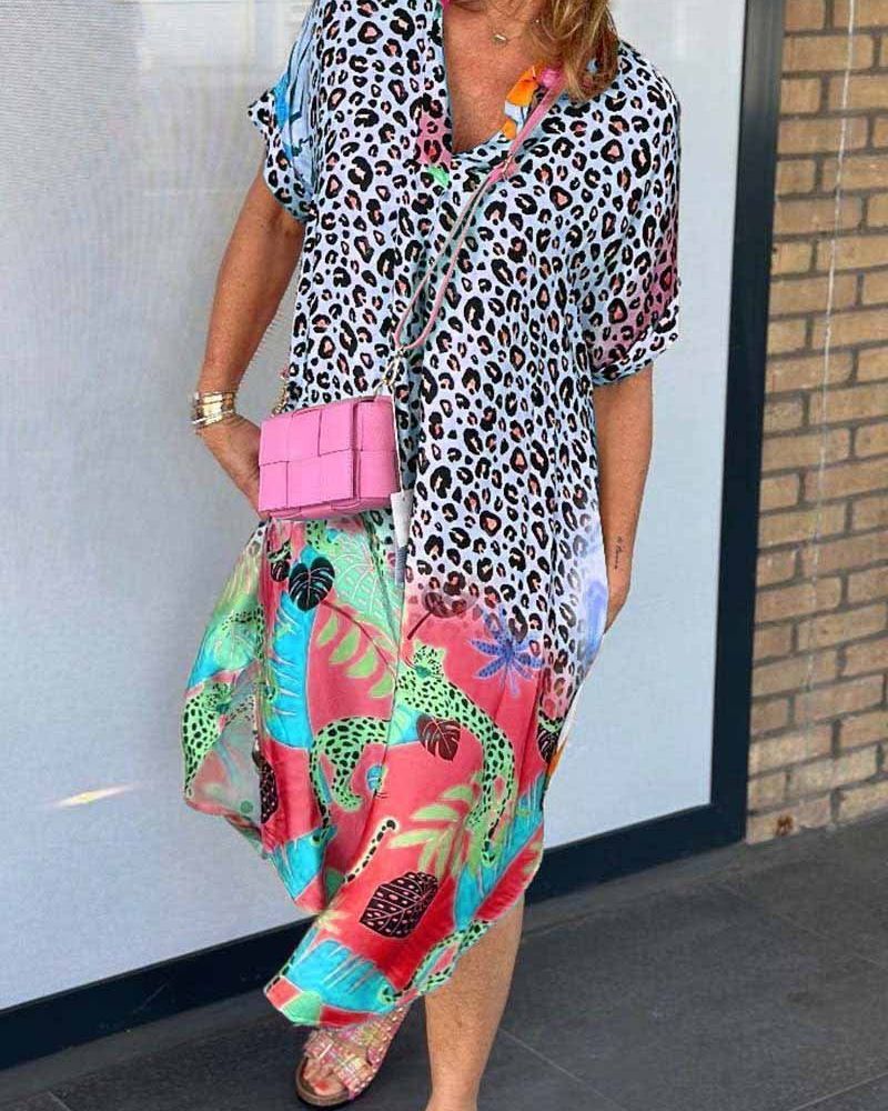 ANNE - ROBE DÉCONTRACTÉE À MANCHES COURTES ET IMPRIMÉ LÉOPARD – Image 3