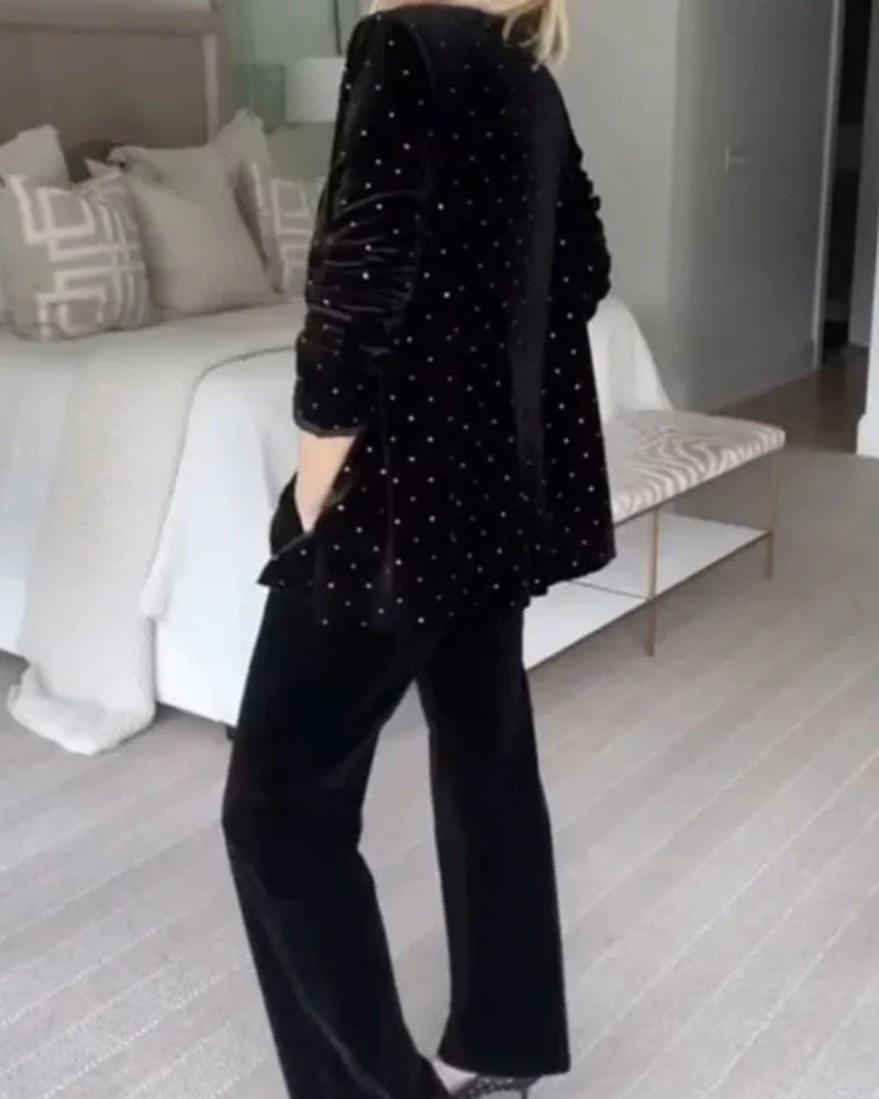 SAVAYA - BLAZER EN VELOURS ORNÉ DE STRASS – Image 4