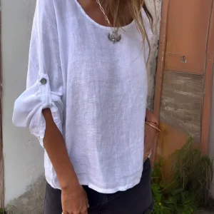 PERERENAN - CHEMISE À COL ROND EN COTON ET LIN