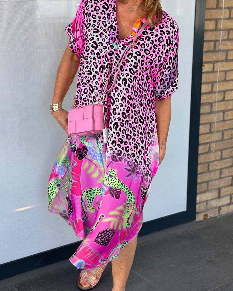 ANNE - ROBE DÉCONTRACTÉE À MANCHES COURTES ET IMPRIMÉ LÉOPARD – Image 5