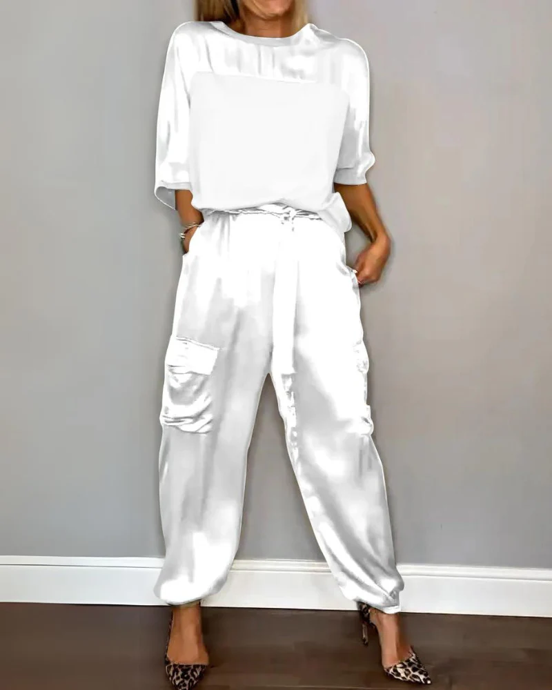 BOHME - ENSEMBLE SATINÉ À MANCHES MI-LONGUES – Image 8