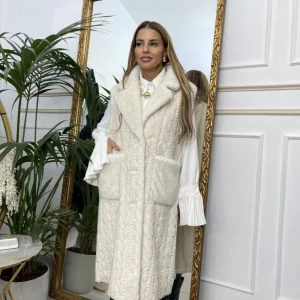 BORANA - Gilet long en peluche décontracté