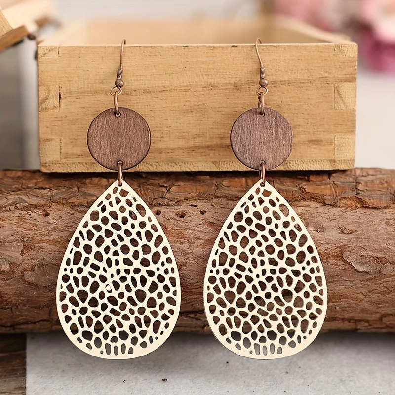 Boucles d'oreilles en PU Vintage – Légères, Élégantes & Polyvalentes. – Image 4