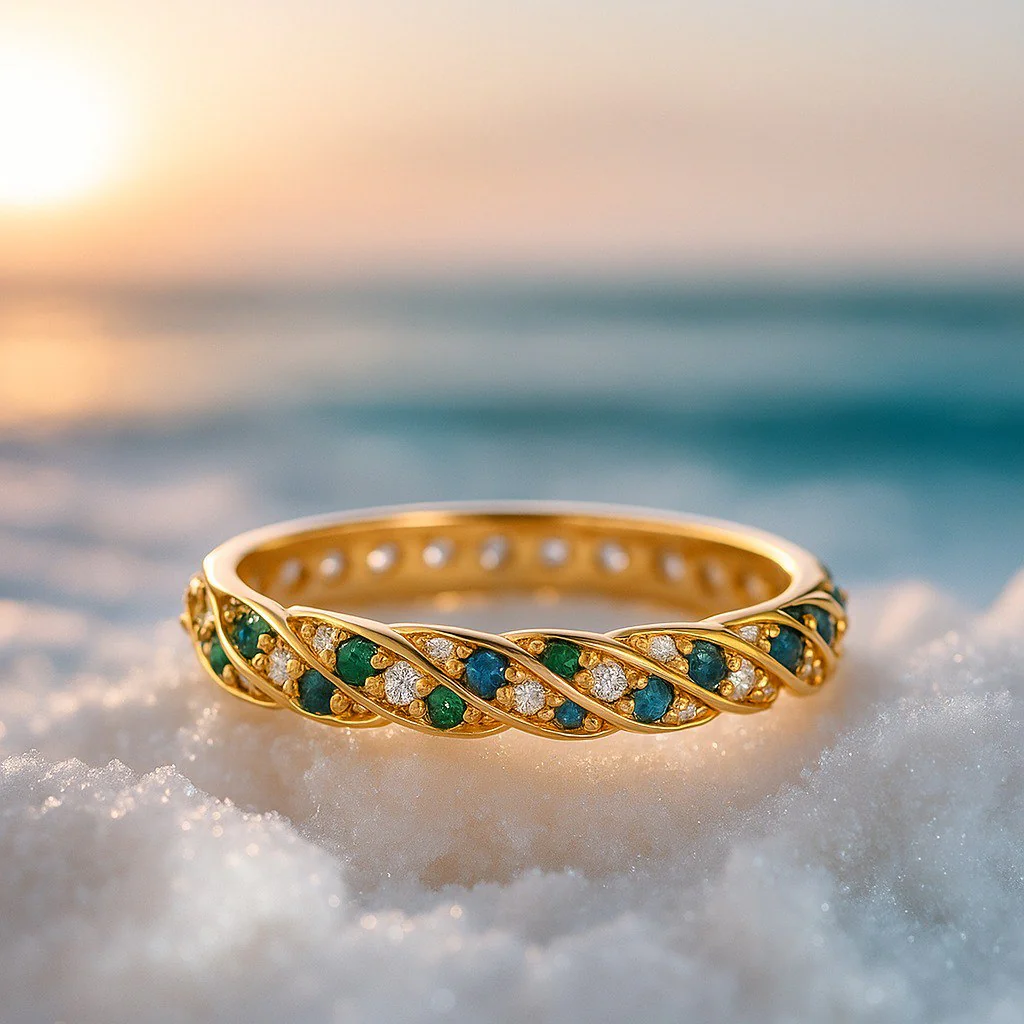 Amaraya | Bague en Argent 925 Brise de l'Océan avec Quartz