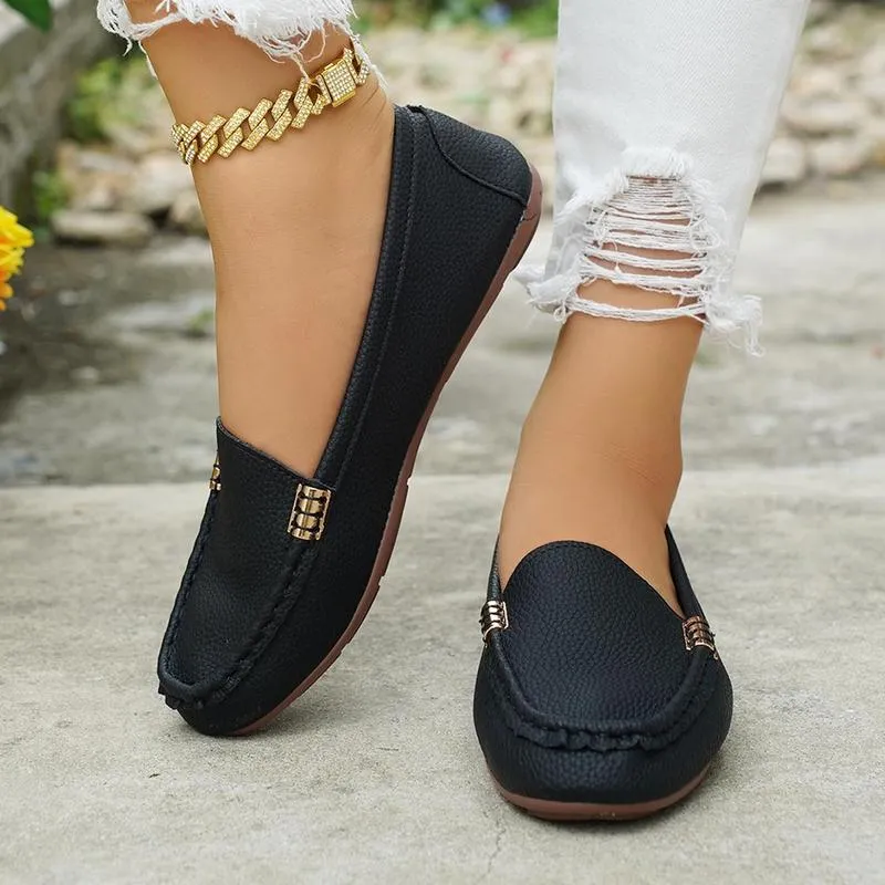 Mocassins plats confort pour femme avec chaîne métallique – Image 8