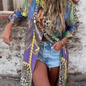 MAROVA – ROBE IMPRIMÉE À MANCHES LONGUES