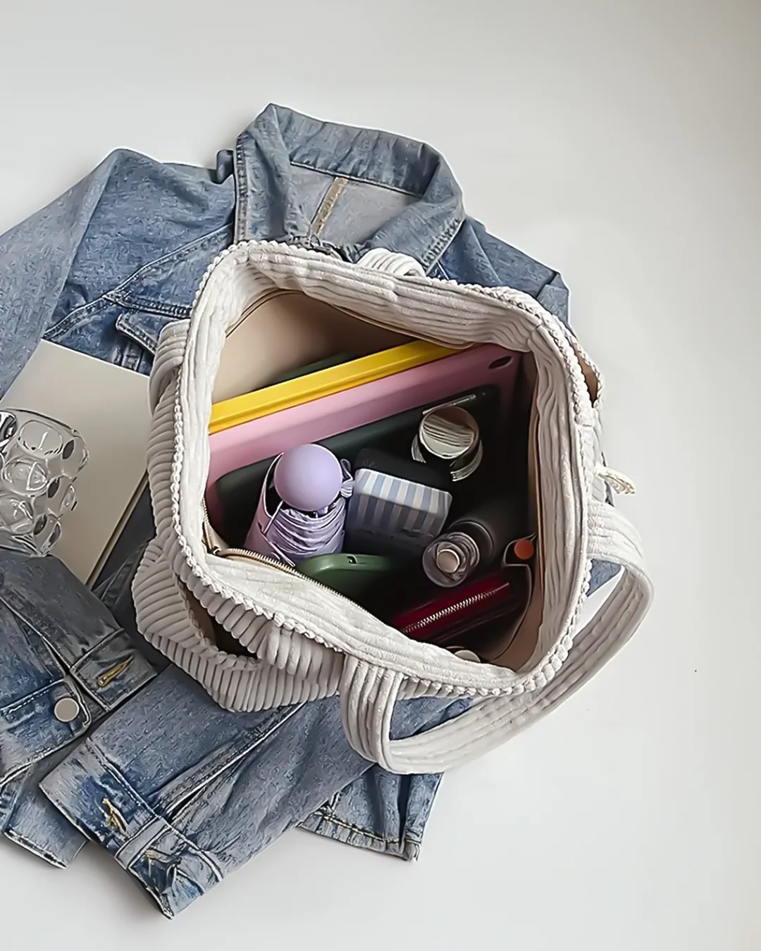 Tilda – Sac à provisions côtelé avec détail en cordon – Image 4