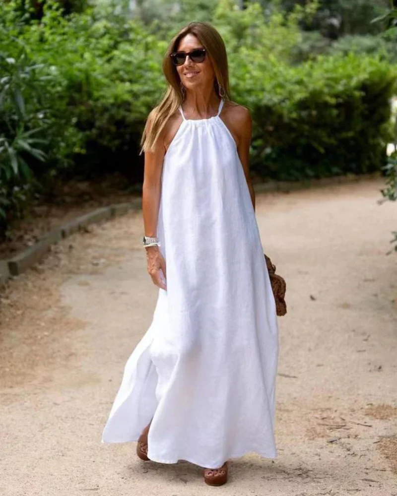 DOWN THE COVE – Robe Longue en Mélange de Lin