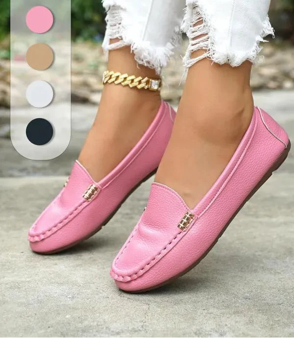 Mocassins plats confort pour femme avec chaîne métallique – Image 2
