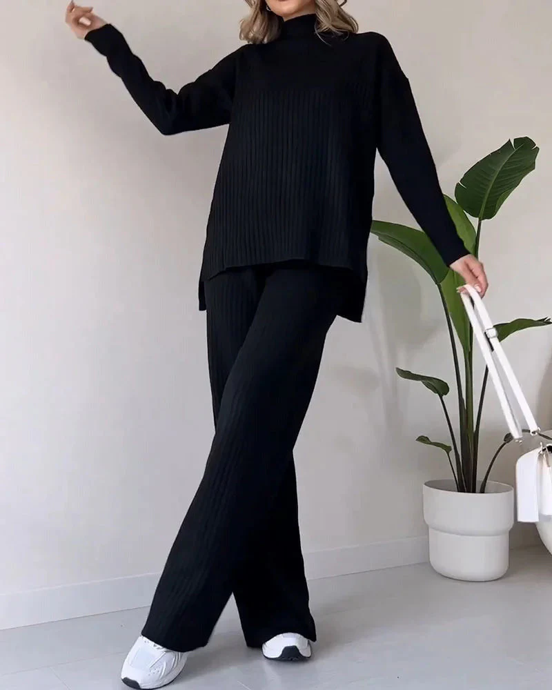 ZILAS - Ensemble deux pièces décontracté à fente chic – Image 5