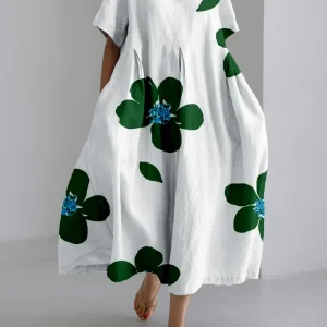 CATERINA | Robe longue d'été avec fleurs vives et confort doux pour les journées ensoleillées