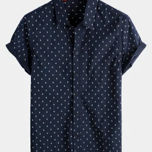 Chemise courte à manches courtes en coton pour hommes