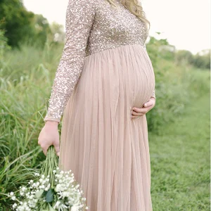 Beaumama robes shooting longue grossesse chic brillante paillette bouffante tutu femme enceinte