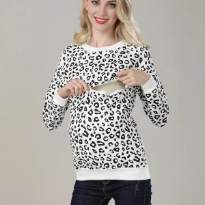 Beaumama sweatshirt allaitement grossesse fermeture éclair col rond style maison femme enceinte