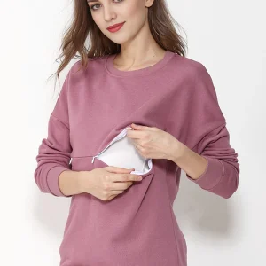 Beaumama sweatshirt allaitement grossesse léopard fermeture éclair col rond style maison femme enceinte