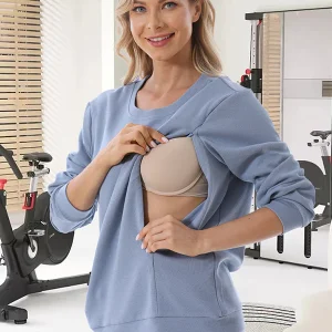 Beaumama sweatshirt allaitement grossesse casual tous les jours fermeture éclair col rond femme enceinte