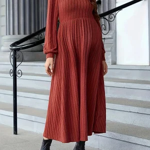 Beaumama robe décontracté longue grossesse casual simple rayé trapèze fluide femme enceinte