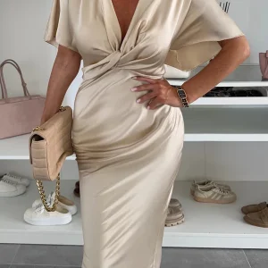 Beaumama robe longue grossesse nœud volants manches chauve-souris femme enceinte