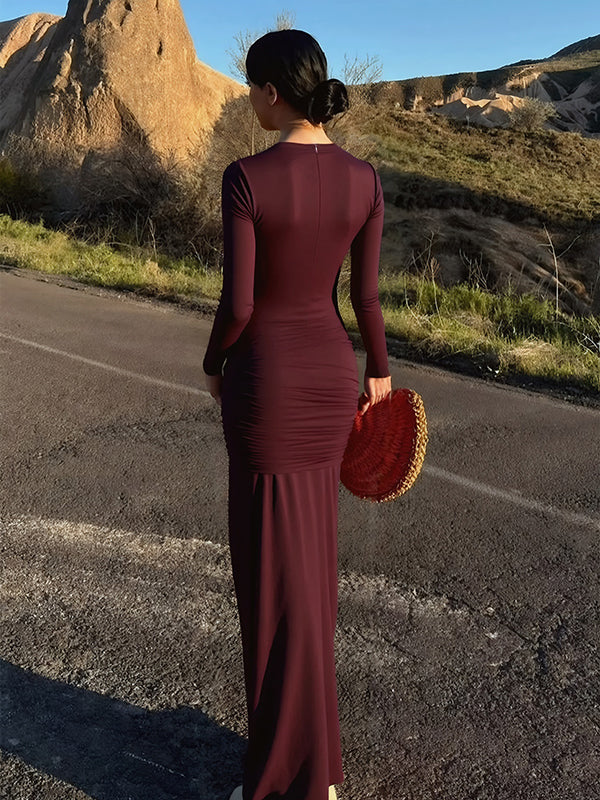 Beaumama robe longue grossesse chic cocktail nœud fluide découpe moulante femme enceinte – Image 5