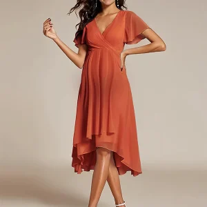 Beaumama robe mi-longue de grossesse volants mousseline basique femme enceinte