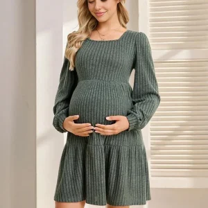 Beaumama robe décontracté courte grossesse casual épissage poches rayé trapèze femme enceinte